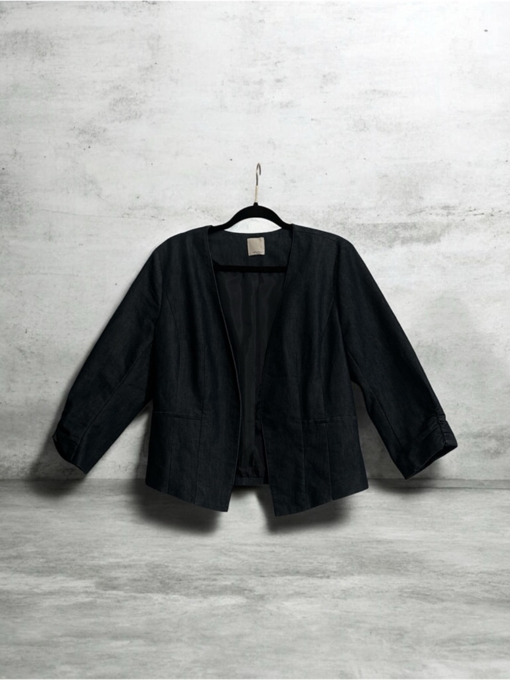 Halogen Denim Collarless Open-Front Blazer